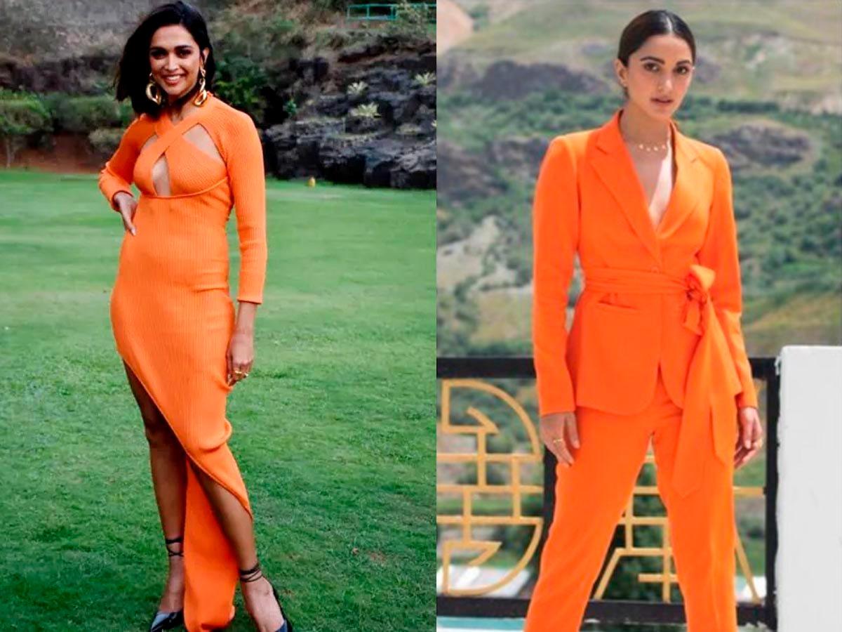 bollywood actress in orange dress Deepika Padukone goes bold in an orange cut-out rib-knit midi dress worth  Rs. 48,300 for Gehraiyaan promotions 48300 : Bollywood News
