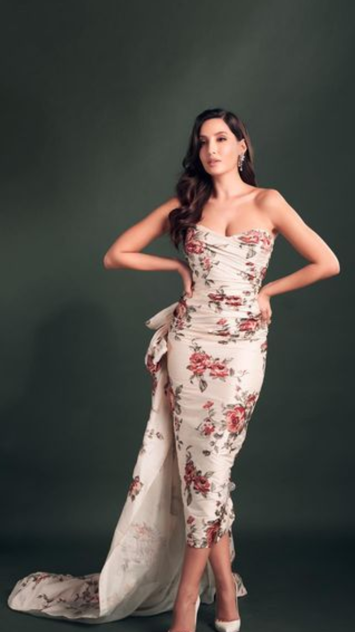 nora fatehi grey dress Nora Fatehi wins the power-dressing game with her latest look in grey pantsuit