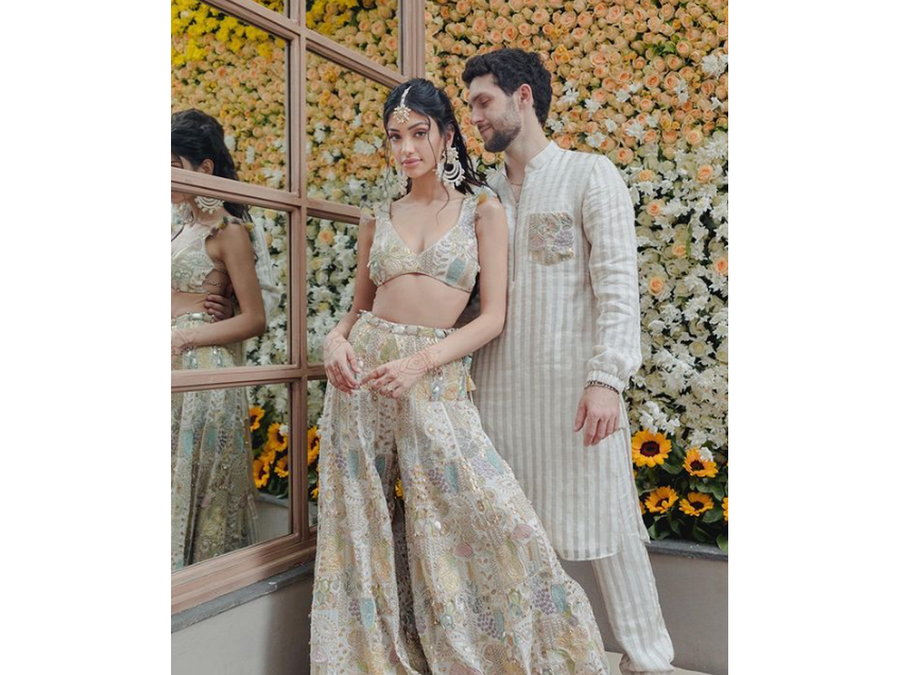 sachin and babi light blue dress Bridal and Groom Engagement Dress