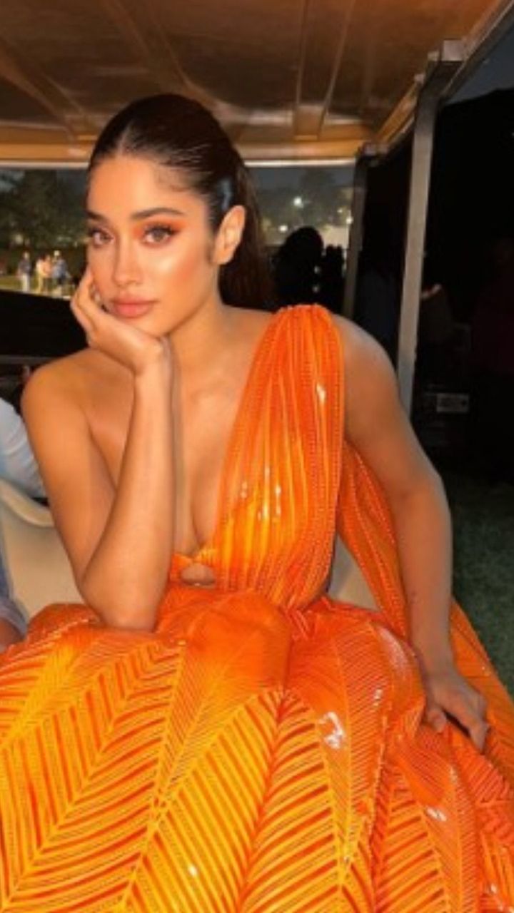open lace back dress Sparkly Orange Sequins Mermaid Long Prom Dress main image 1