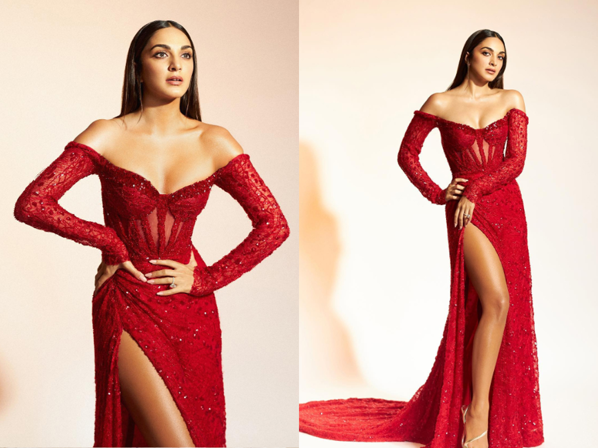 open lace back dress 1228 Kiara Advani's inspired Red Lehenga Outfit Sets